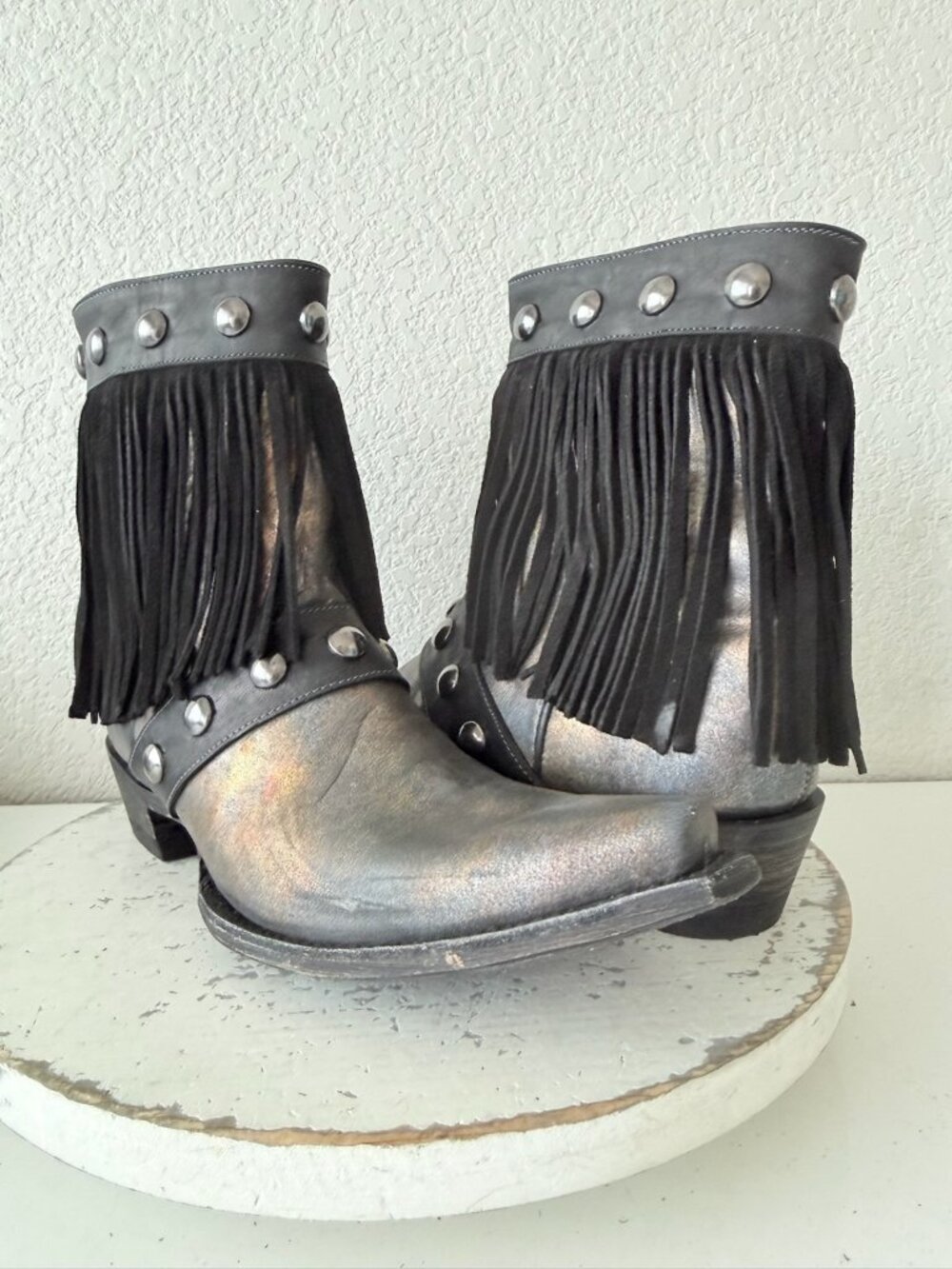 Old Gringo Milan Fringes Black Cowboy Boots Womens 11  Western Snip Toe Short